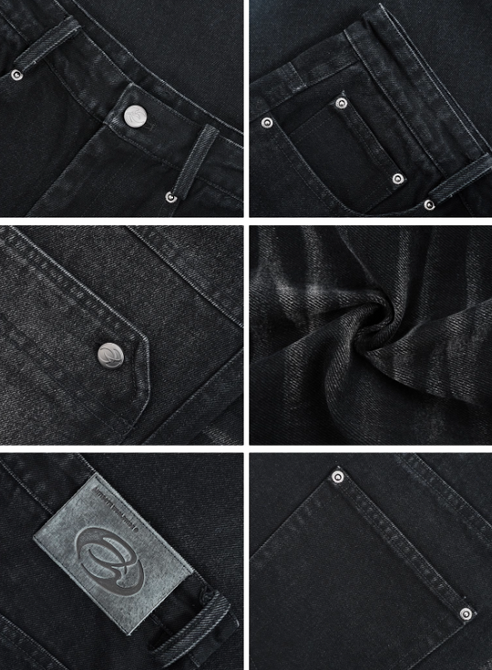 ANTIDOTE Hardware Decoration Knee Pocket Denim Jeans
