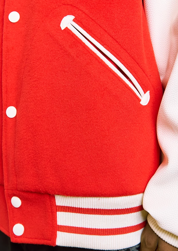 YADcrew Pearl Text Typography Baseball Jacket