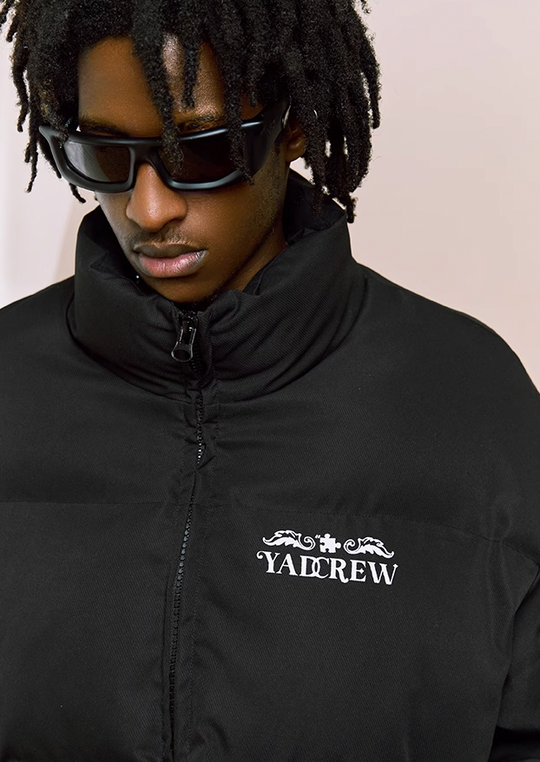 YADcrew Embossed Jigsaw Puzzle Puffer Jacket