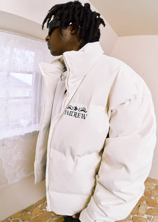 YADcrew Embossed Jigsaw Puzzle Puffer Jacket