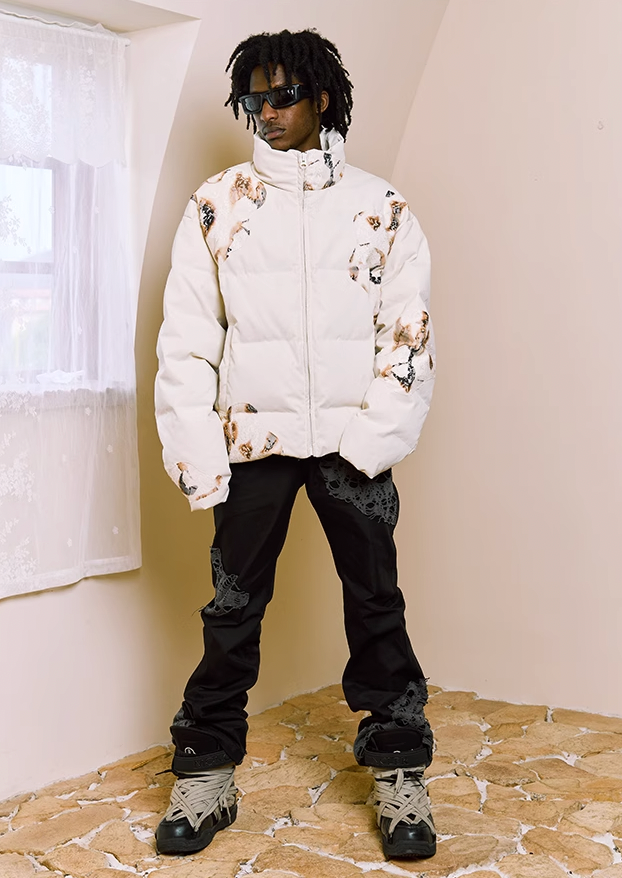 YADcrew Flame Lace Short Down Jacket