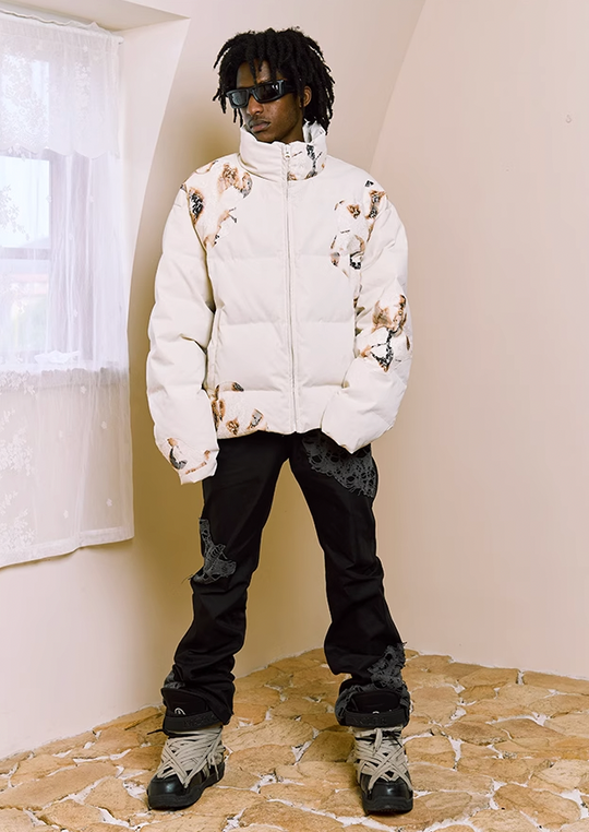 YADcrew Flame Lace Short Down Jacket