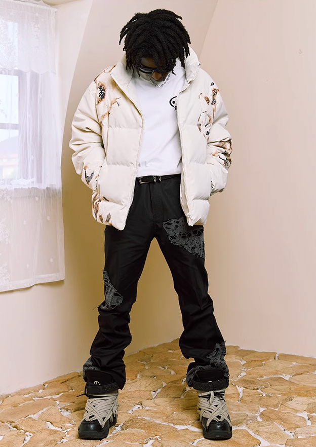 YADcrew Flame Lace Short Down Jacket