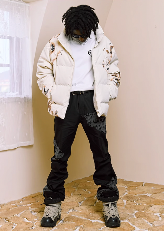 YADcrew Flame Lace Short Down Jacket