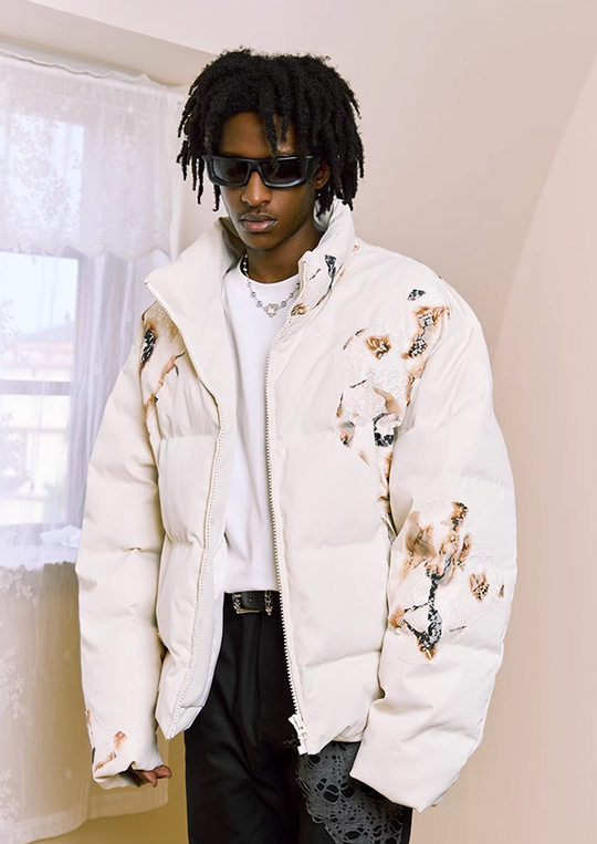 YADcrew Flame Lace Short Down Jacket