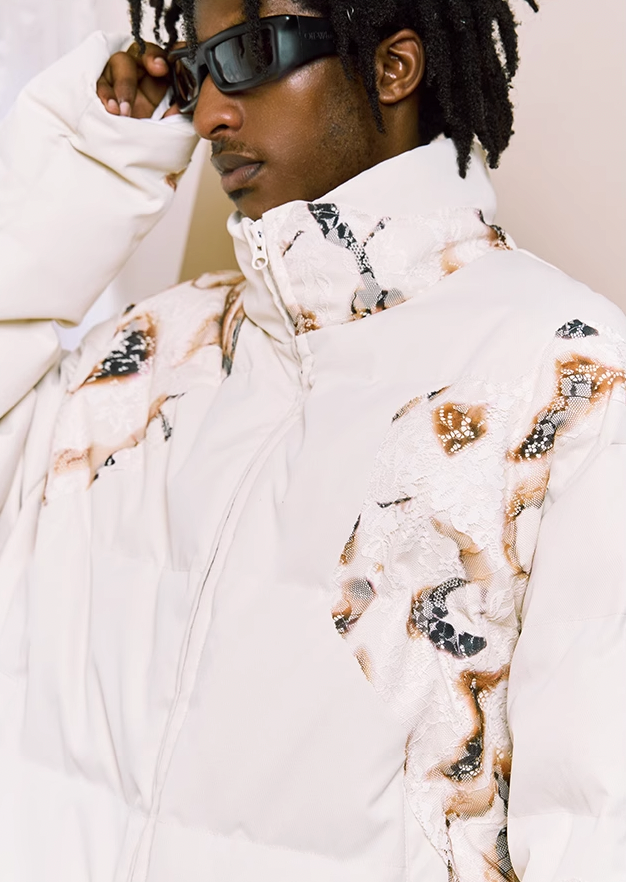 YADcrew Flame Lace Short Down Jacket