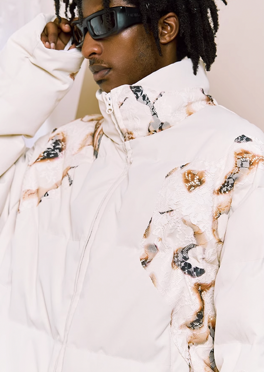 YADcrew Flame Lace Short Down Jacket