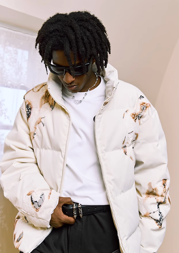 YADcrew Flame Lace Short Down Jacket