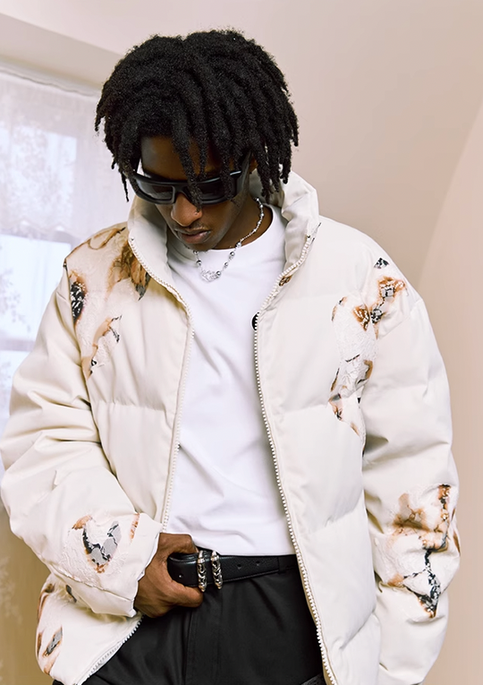 YADcrew Flame Lace Short Down Jacket