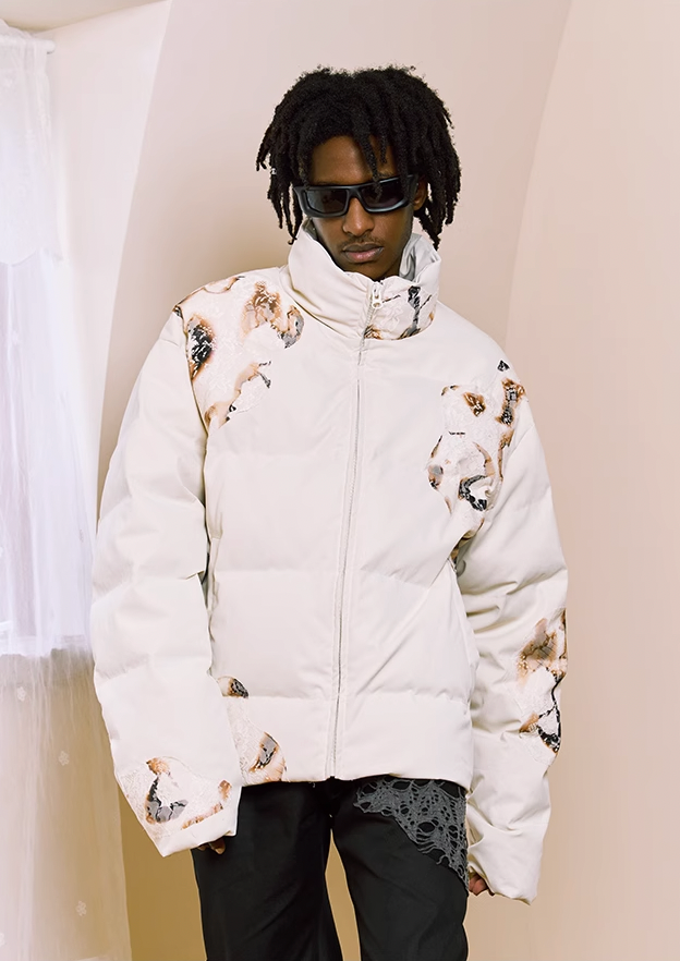 YADcrew Flame Lace Short Down Jacket