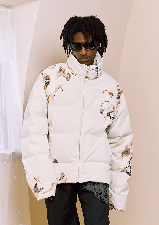 YADcrew Flame Lace Short Down Jacket