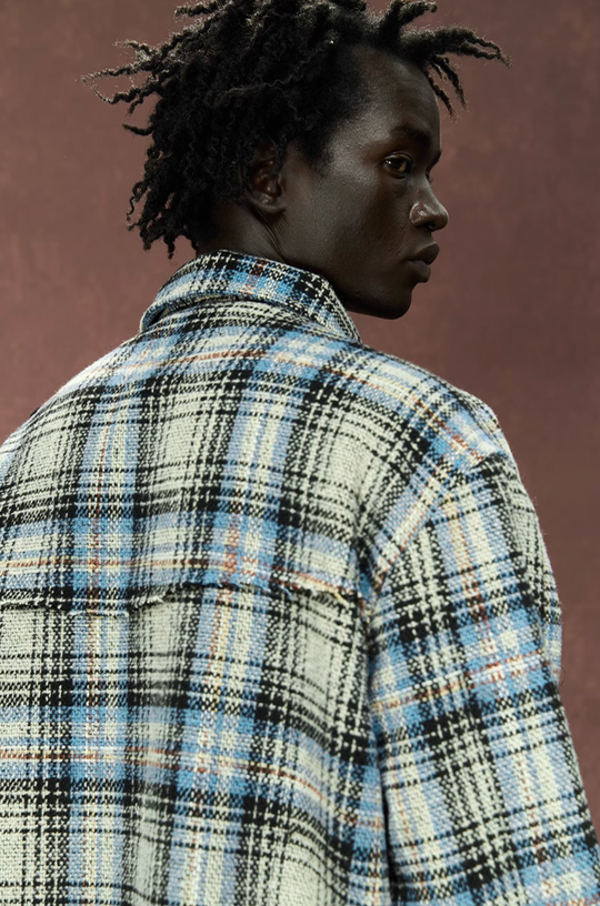 YADcrew Deconstructed Plaid Shirt Jacket