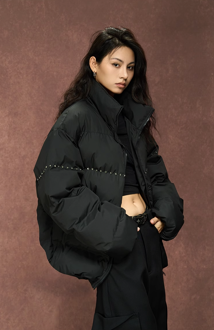 YADcrew Inlaid Diamond Puffer Jacket