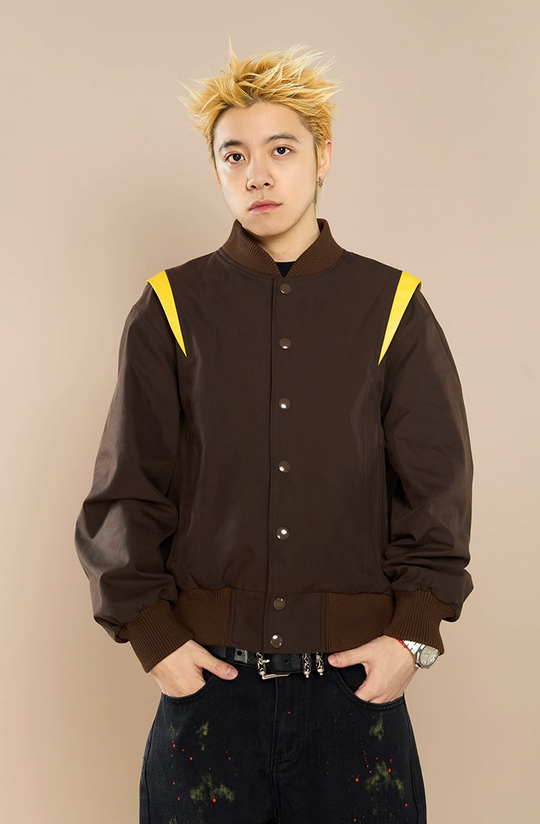 YADcrew Crown Embroidery Baseball Jacket