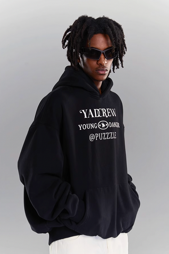 YADcrew Lace Splicing Embroidery Puzzle Hoodie