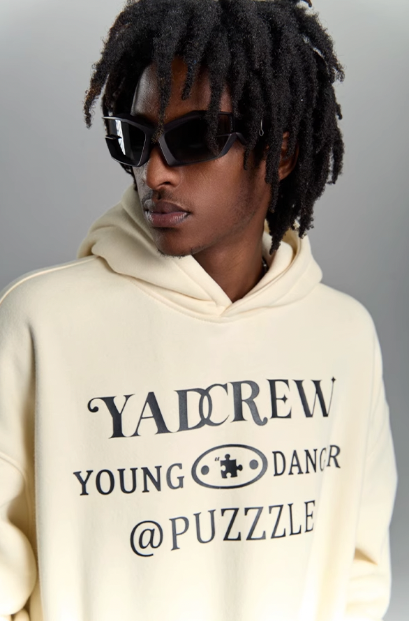 YADcrew Lace Splicing Embroidery Puzzle Hoodie