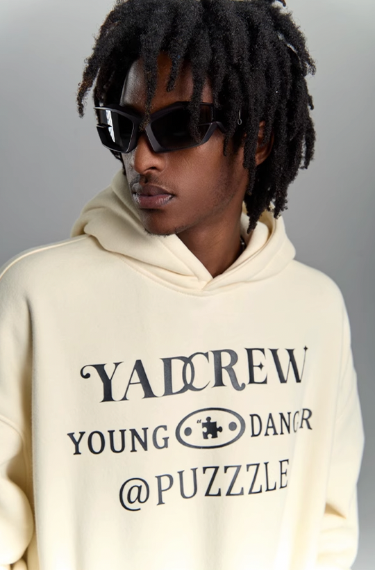 YADcrew Lace Splicing Embroidery Puzzle Hoodie