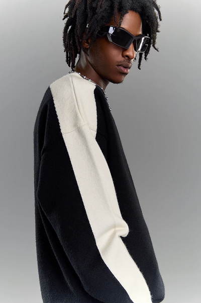 YADcrew Black & White Contrasting Knit Sweater