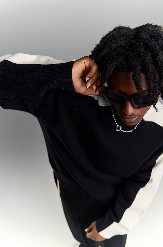 YADcrew Black & White Contrasting Knit Sweater