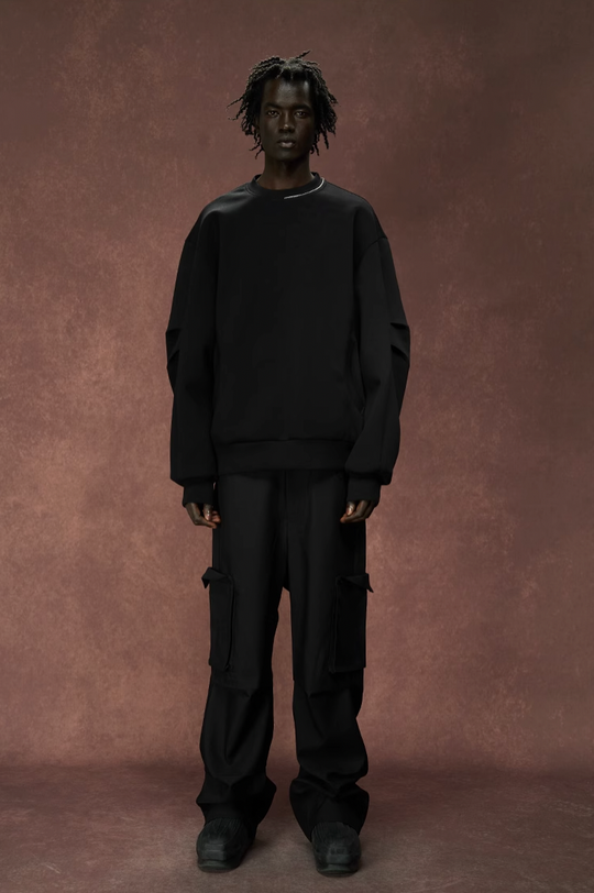 YADcrew 350G Heavyweight Around Zipper Pleated Sweatshirt