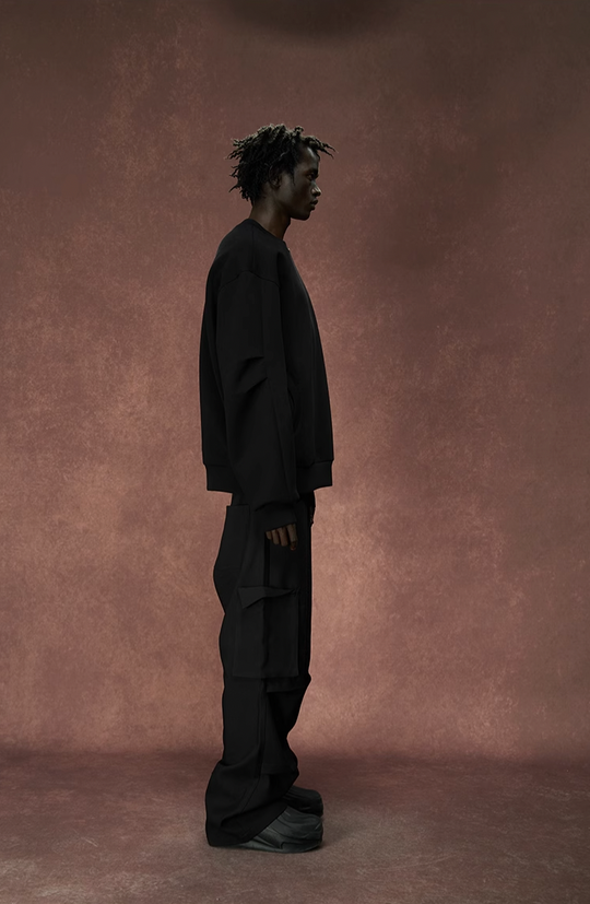 YADcrew 350G Heavyweight Around Zipper Pleated Sweatshirt