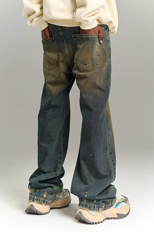 YADcrew Washed Ink Destruction Denim Jeans