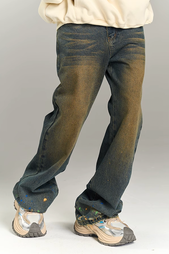 YADcrew Washed Ink Destruction Denim Jeans