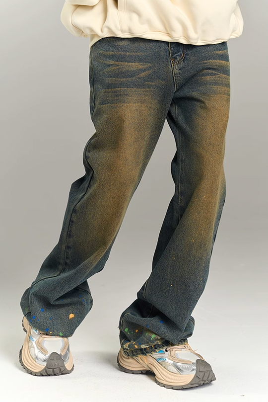 YADcrew Washed Ink Destruction Denim Jeans