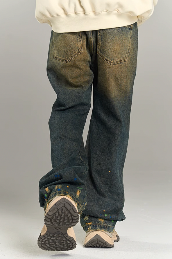 YADcrew Washed Ink Destruction Denim Jeans