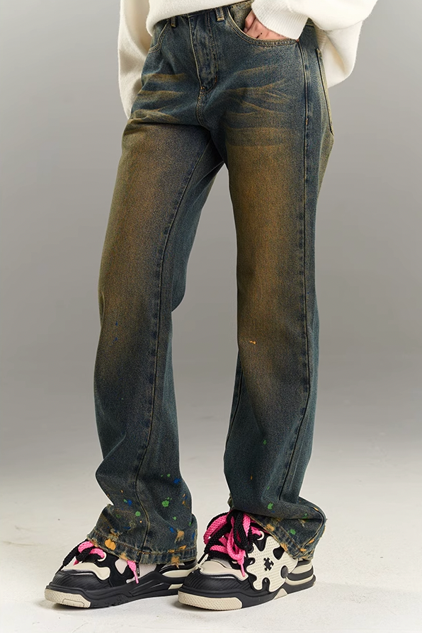 YADcrew Washed Ink Destruction Denim Jeans