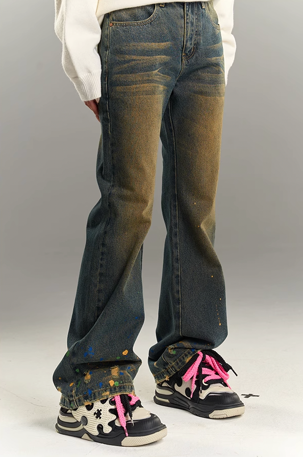 YADcrew Washed Ink Destruction Denim Jeans