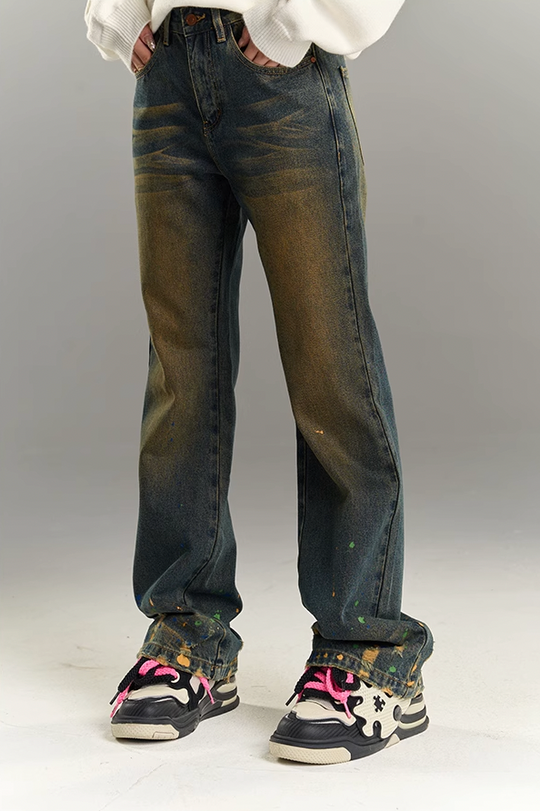 YADcrew Washed Ink Destruction Denim Jeans