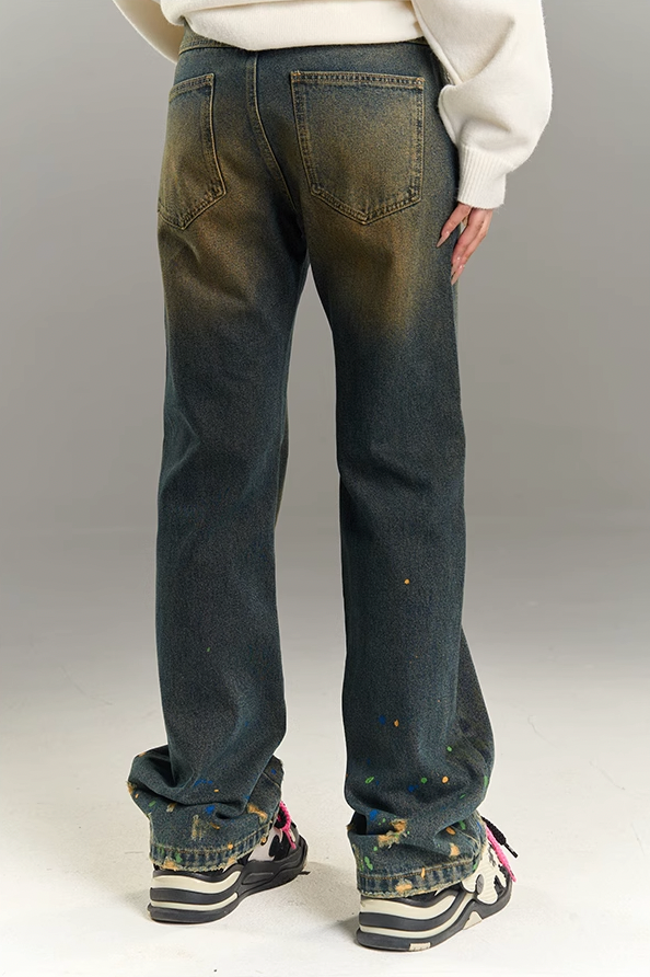 YADcrew Washed Ink Destruction Denim Jeans