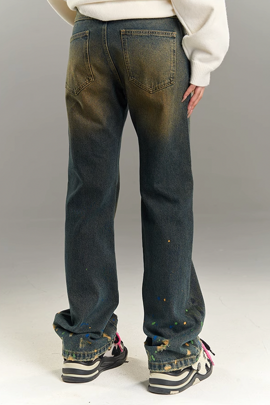 YADcrew Washed Ink Destruction Denim Jeans
