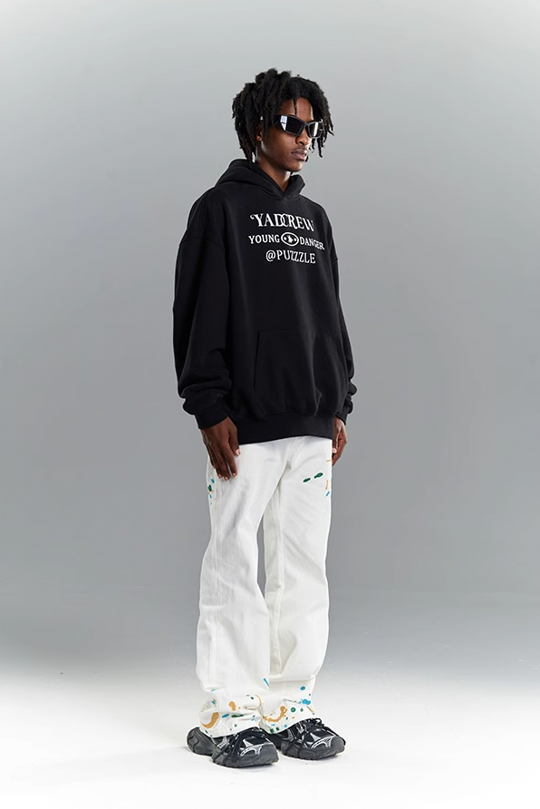 YADcrew White Splash Embroidered Denim Jeans