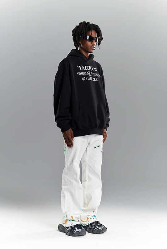 YADcrew White Splash Embroidered Denim Jeans