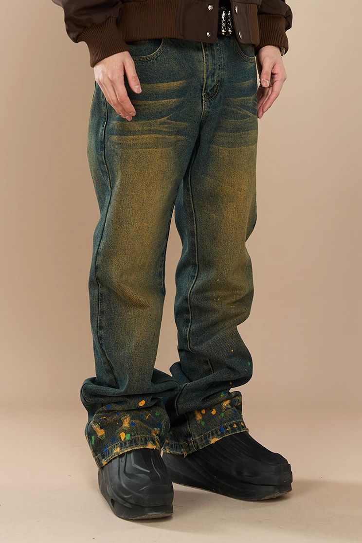 YADcrew Washed Ink Destruction Denim Jeans