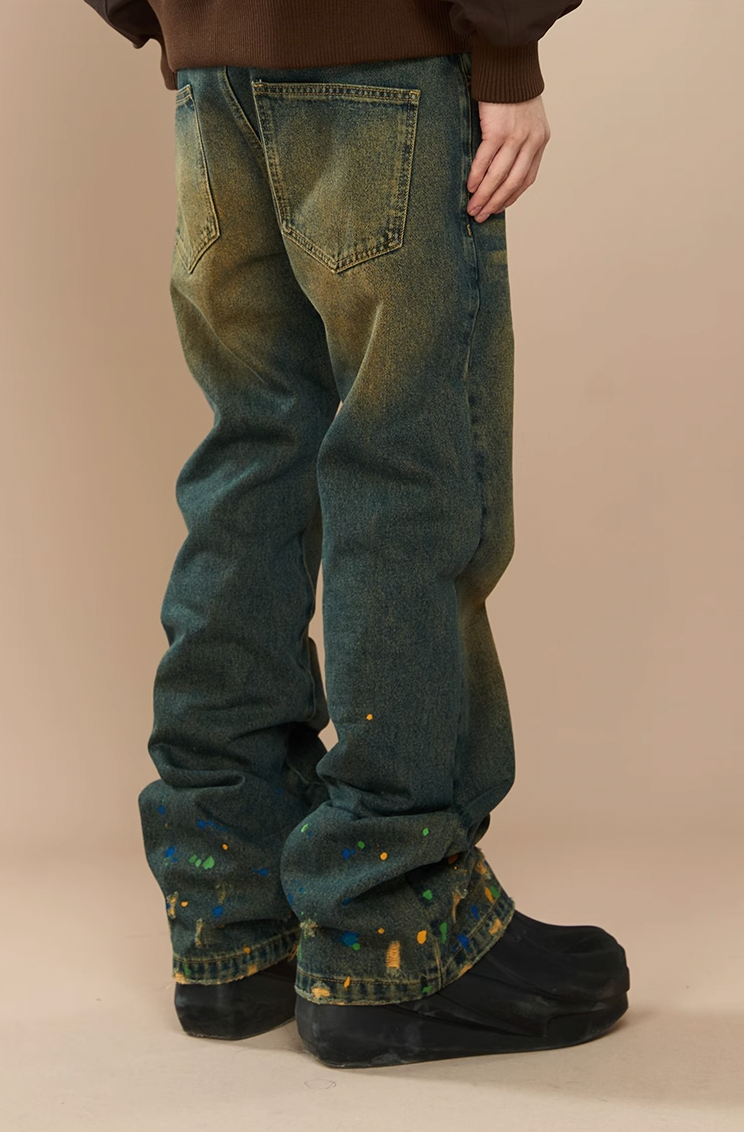 YADcrew Washed Ink Destruction Denim Jeans