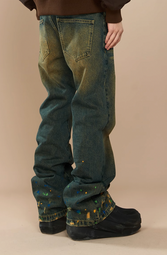 YADcrew Washed Ink Destruction Denim Jeans