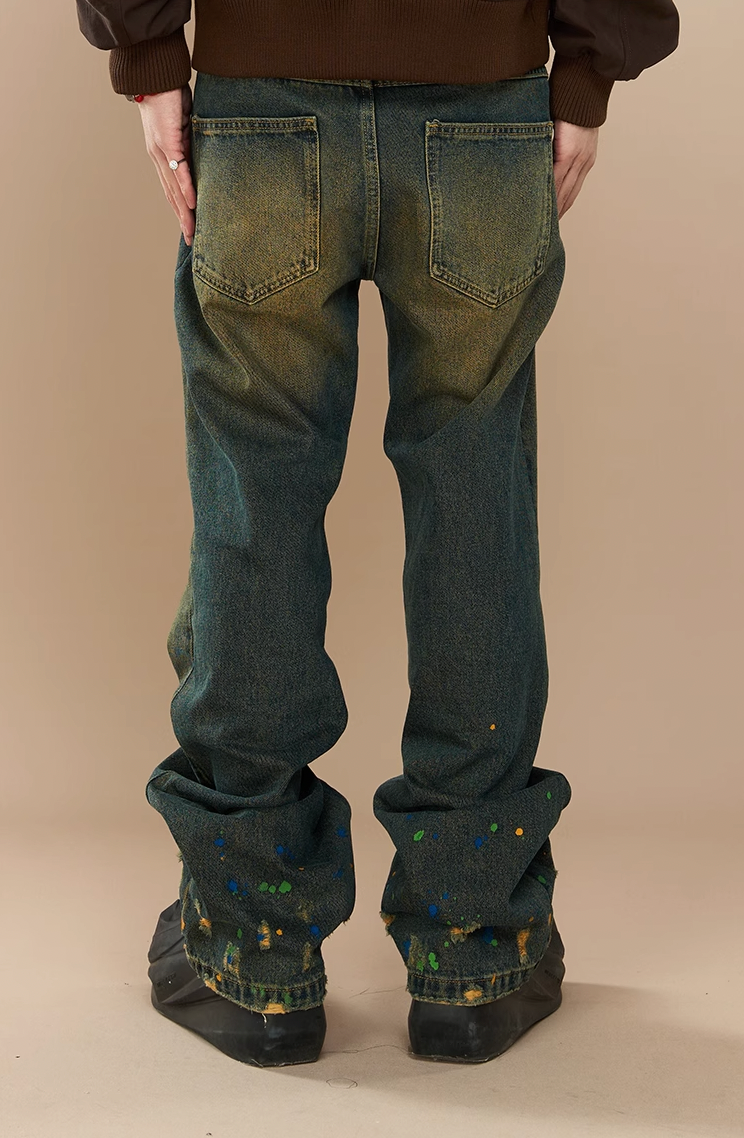 YADcrew Washed Ink Destruction Denim Jeans