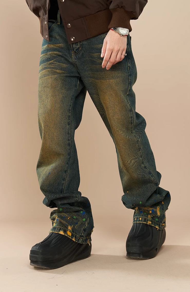 YADcrew Washed Ink Destruction Denim Jeans