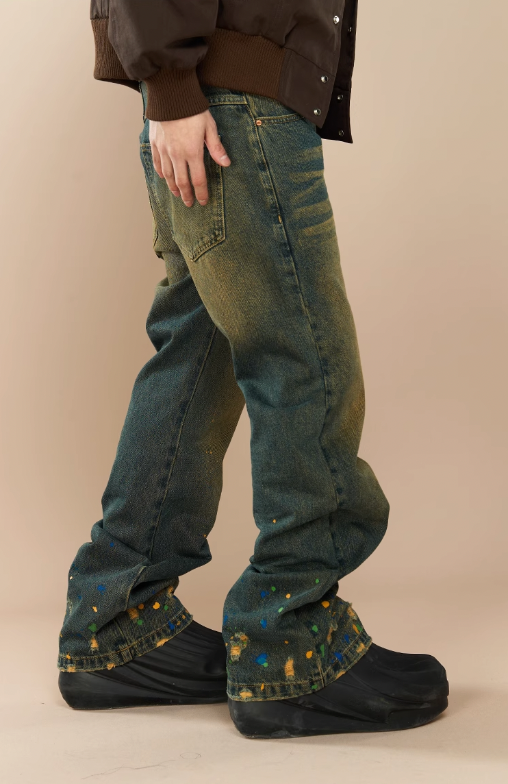 YADcrew Washed Ink Destruction Denim Jeans