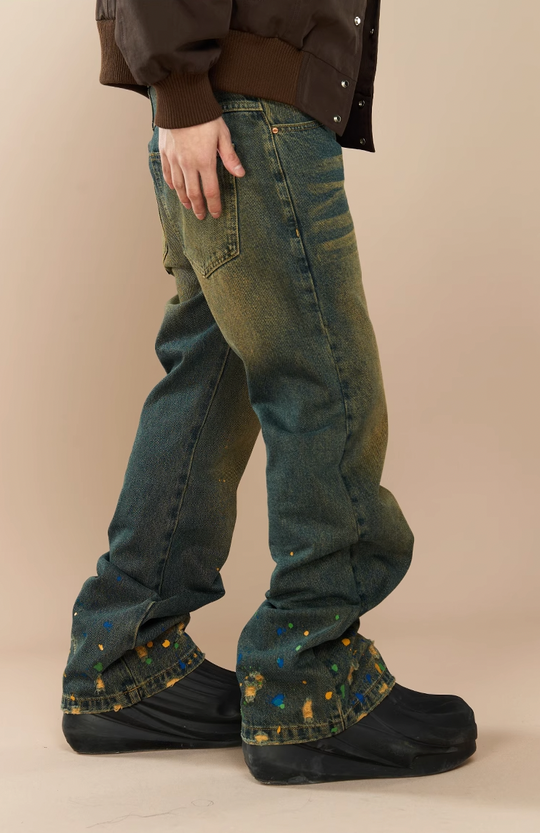 YADcrew Washed Ink Destruction Denim Jeans