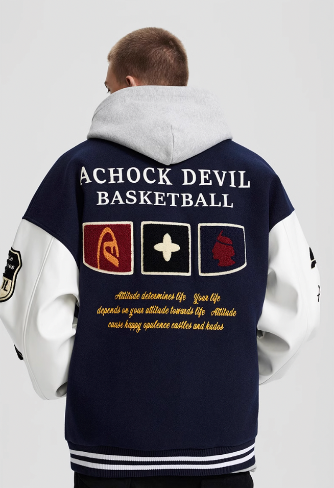 Achock Flocked Baseball Jacket