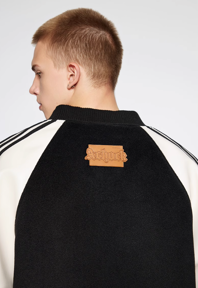 Achock Contrasting Color Shoulder Sleeve Baseball Jacket | Face 3 Face