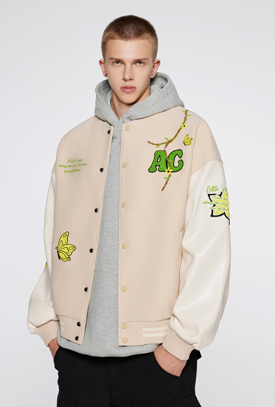 Baseball Jacket | Achock Flower Vine Embroidered Baseball Jacket | Face 3 Face