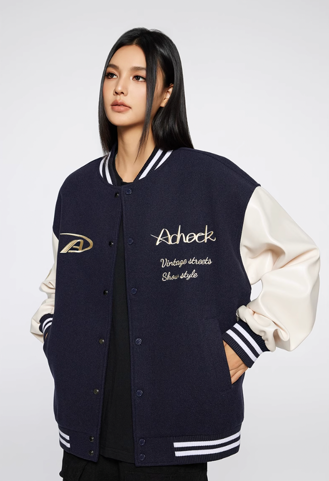 Achock Basic Embroidery Baseball Jacket