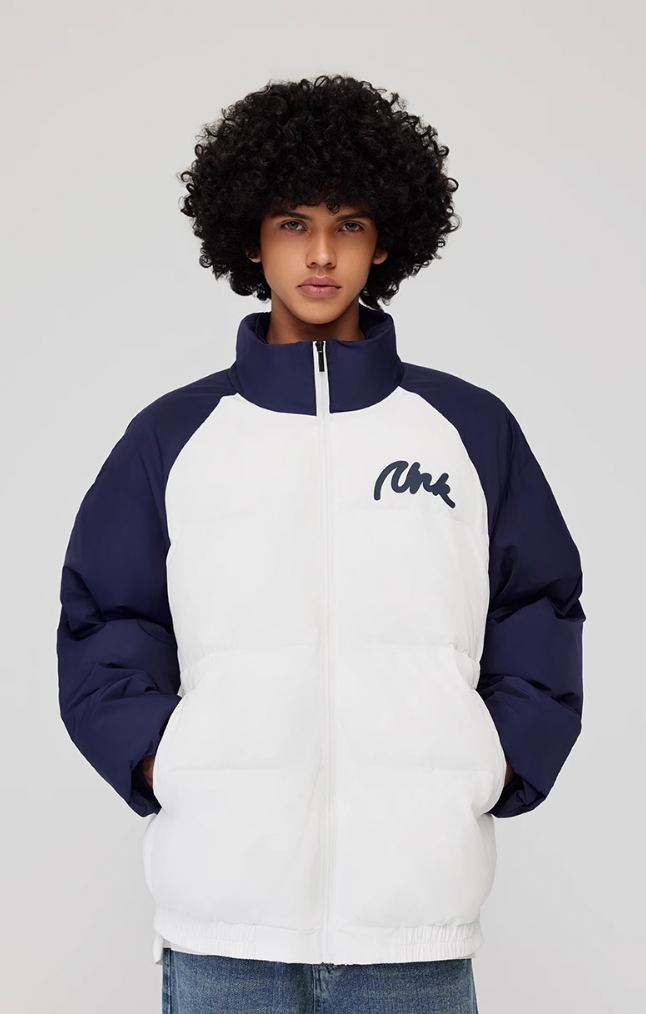 Achock Letter Printed Raglan Sleeve Warm Jacket