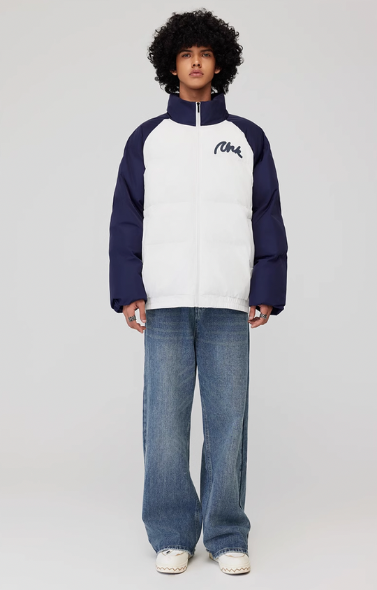 Achock Letter Printed Raglan Sleeve Warm Jacket