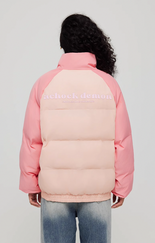 Achock Letter Printed Raglan Sleeve Warm Jacket